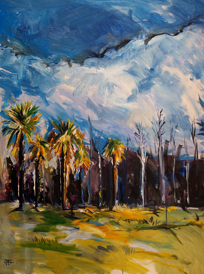 Storm Coming — oil painting Ossabaw palms